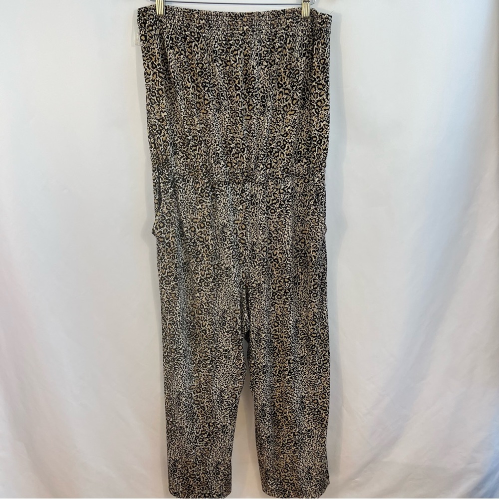 NY Collection Womens Strapless Jumper Animal Print Sz XL Leopard Club Wear